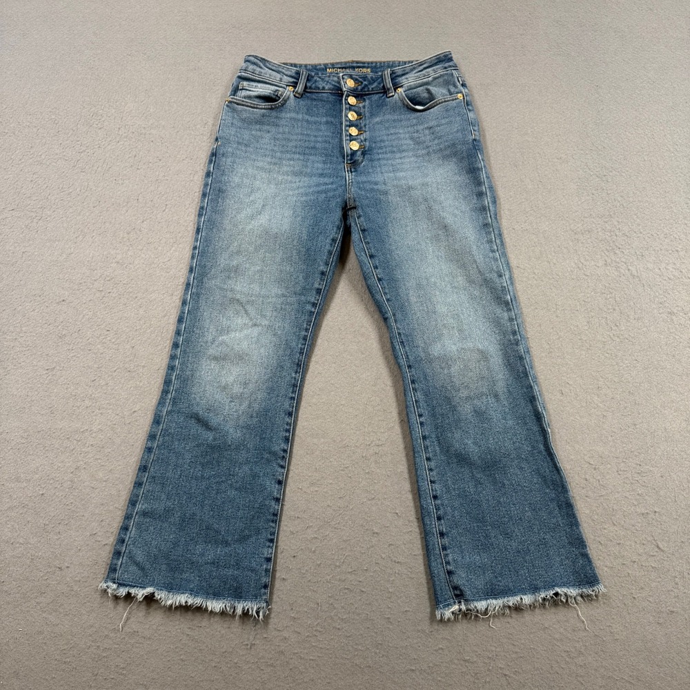 Michael Kors Jeans Women's 6 Blue Denim Button Fly Wide Leg Baggy Fit High Rise